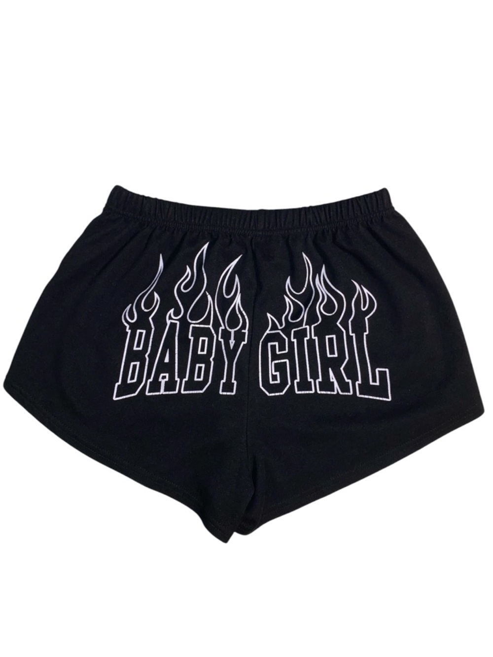 SHEIN 'BABY GIRL' Flame Graphic Black Booty Shorts